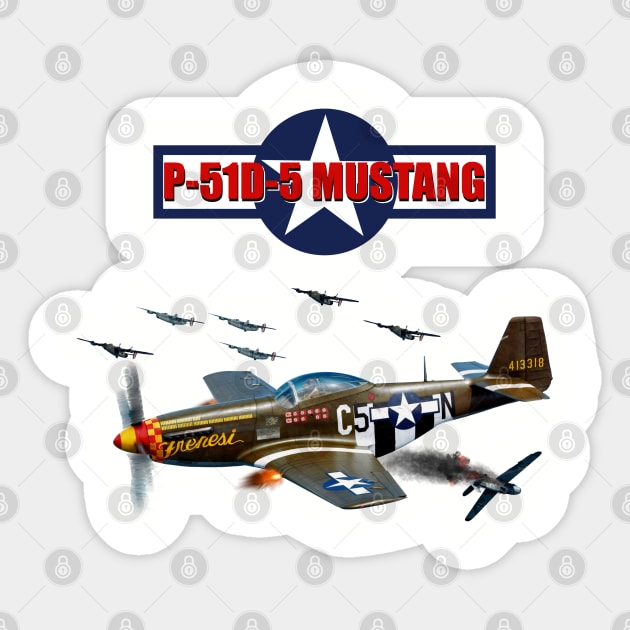 The Legendary P51D 5 Mustang Aircraft motormaniac Sticker by MotorManiac